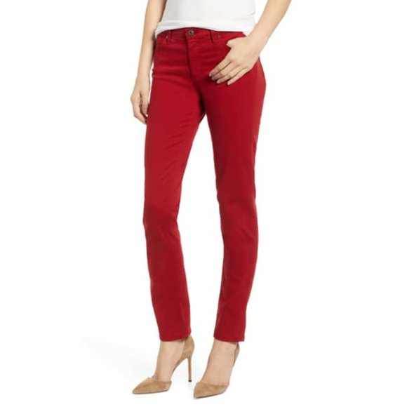 AG Adriano Goldschmied The Prima Cigarette Leg Pant Red Amaryllis Size 25R - Picture 1 of 13